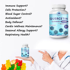 Care 4 Harmony Quercetin Gummies ingredients panel highlights bromelain, zinc, vitamin C and D3.