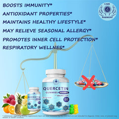 Care 4 Harmony quercetin gummies nutrition label and serving details