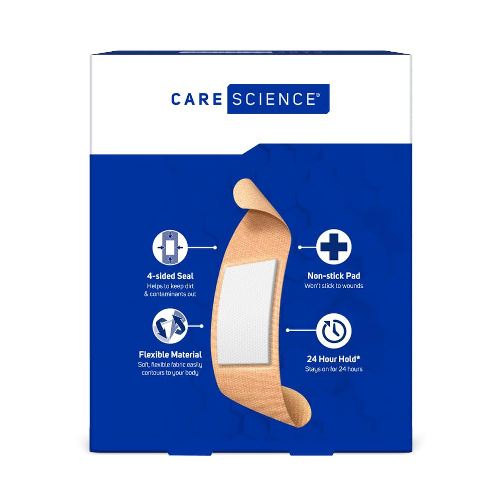 Care Science Bandages applied to skin with seal to prevent contaminants.