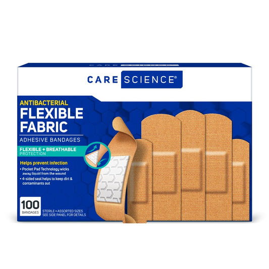 Durable fabric bandages contour to skin for secure fit during everyday activities.