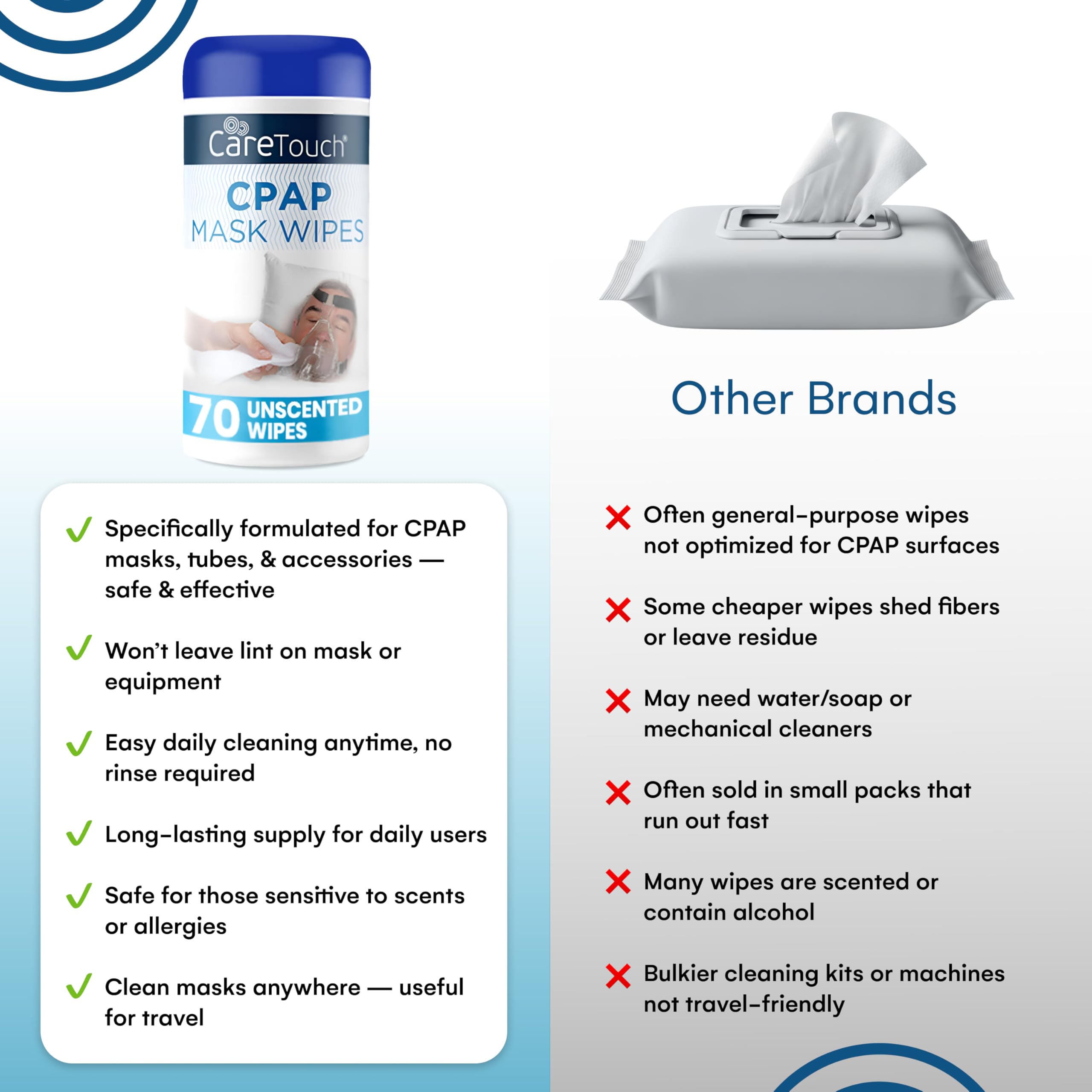 Care Touch CPAP wipes make daily mask maintenance easy