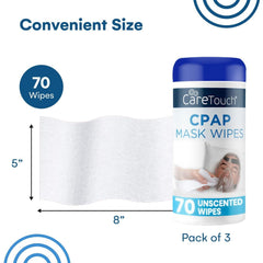 Care Touch CPAP wipes require no rinse, simplifying daily care