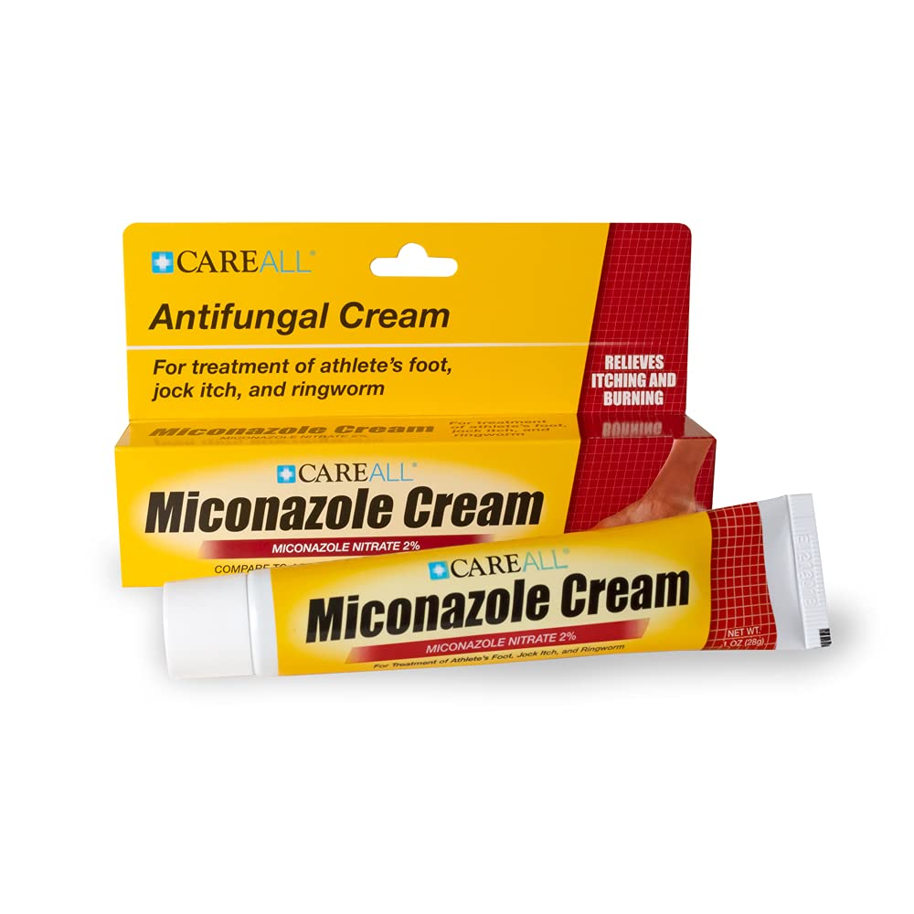 CareAll Miconazole 2% cream applied between toes for comfort