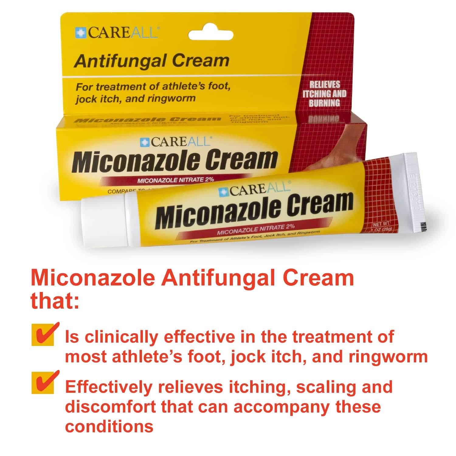 CareAll Miconazole 2% cream label shows NDC for trusted OTC use