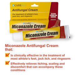 CareAll Miconazole 2% cream label shows NDC for trusted OTC use