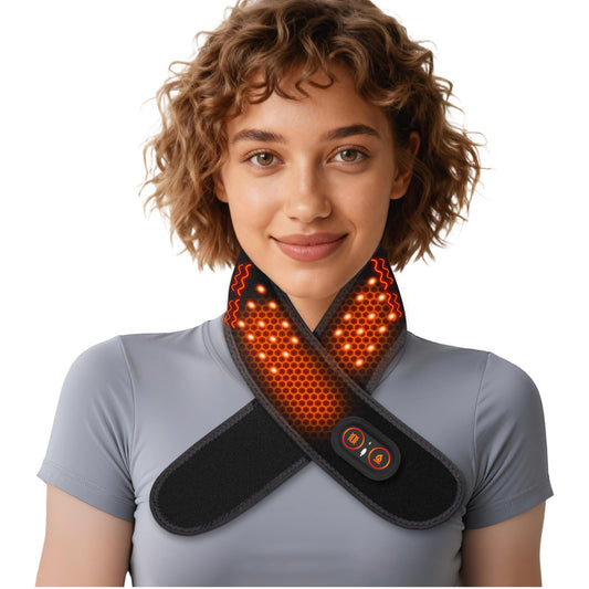 Carecomfi cordless neck heating pad with massage in action for targeted relief