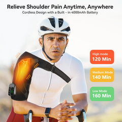 Carecomfi cordless shoulder wrap with rechargeable battery pack.