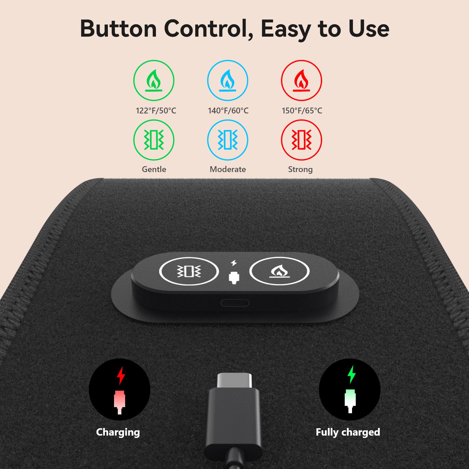 Carecomfi three massage settings from strong to gentle