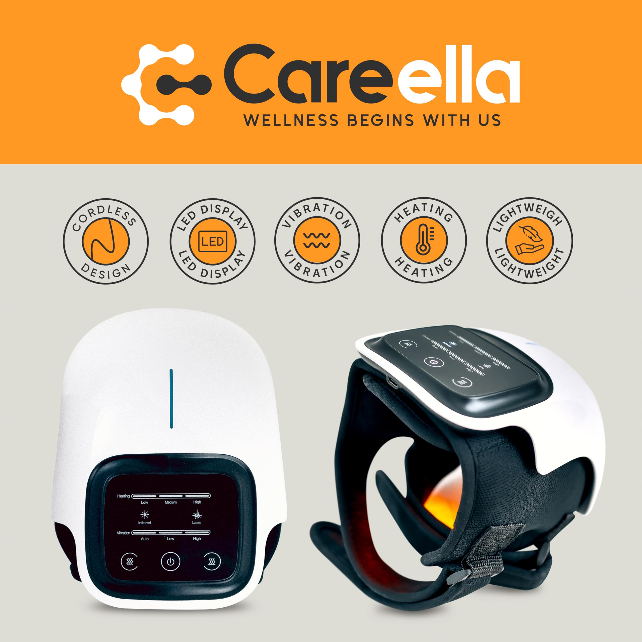Careella knee massager showcases compact design for travel and home use.