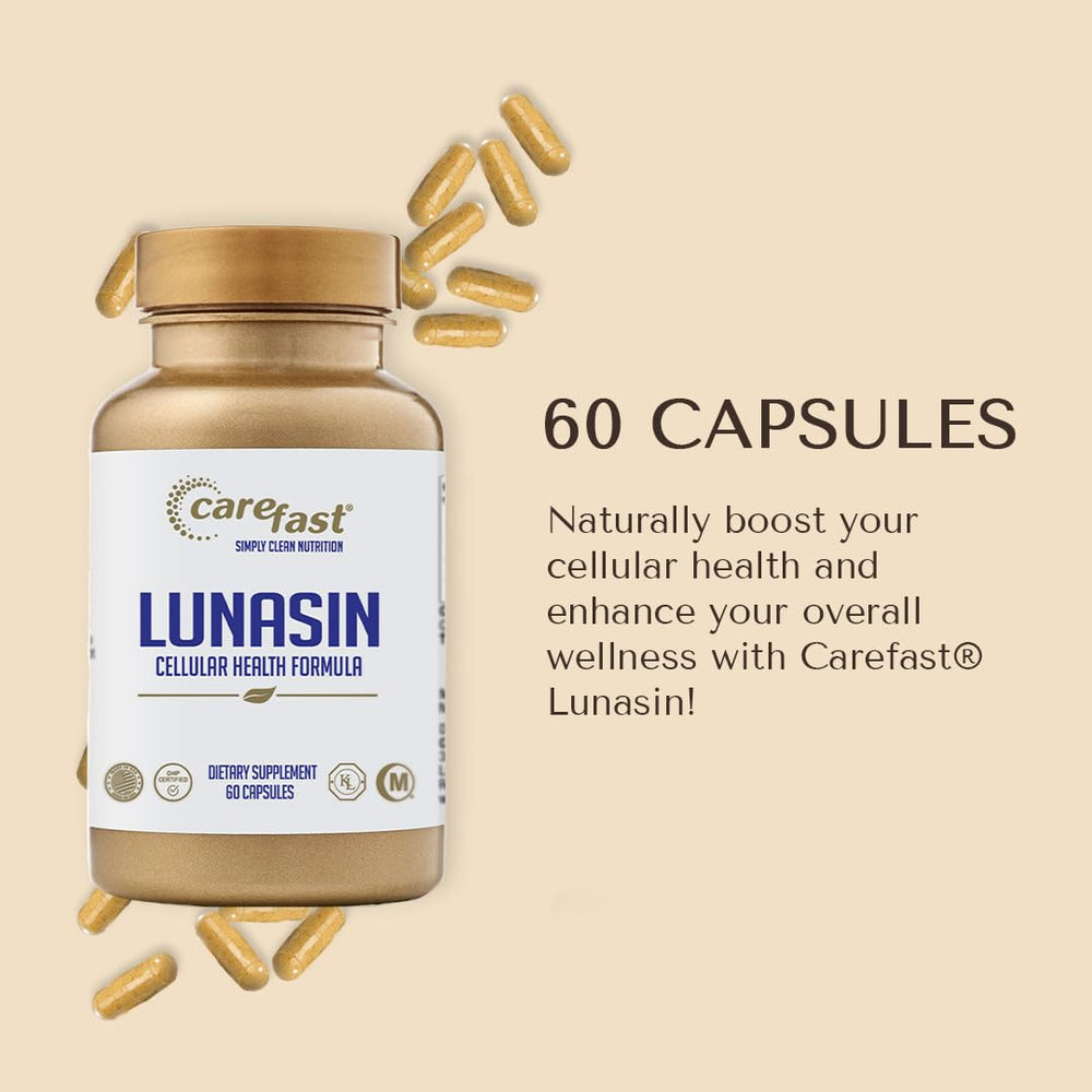 CAREFAST Lunasin capsule closeup showing vegan capsules