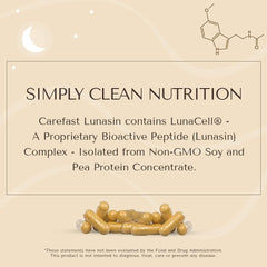 CAREFAST Lunasin cardio wellness graphic suggesting heart-friendly use
