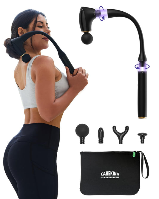 CareKing 2-in-1 massage gun with back-extension for hard-to-reach relief.