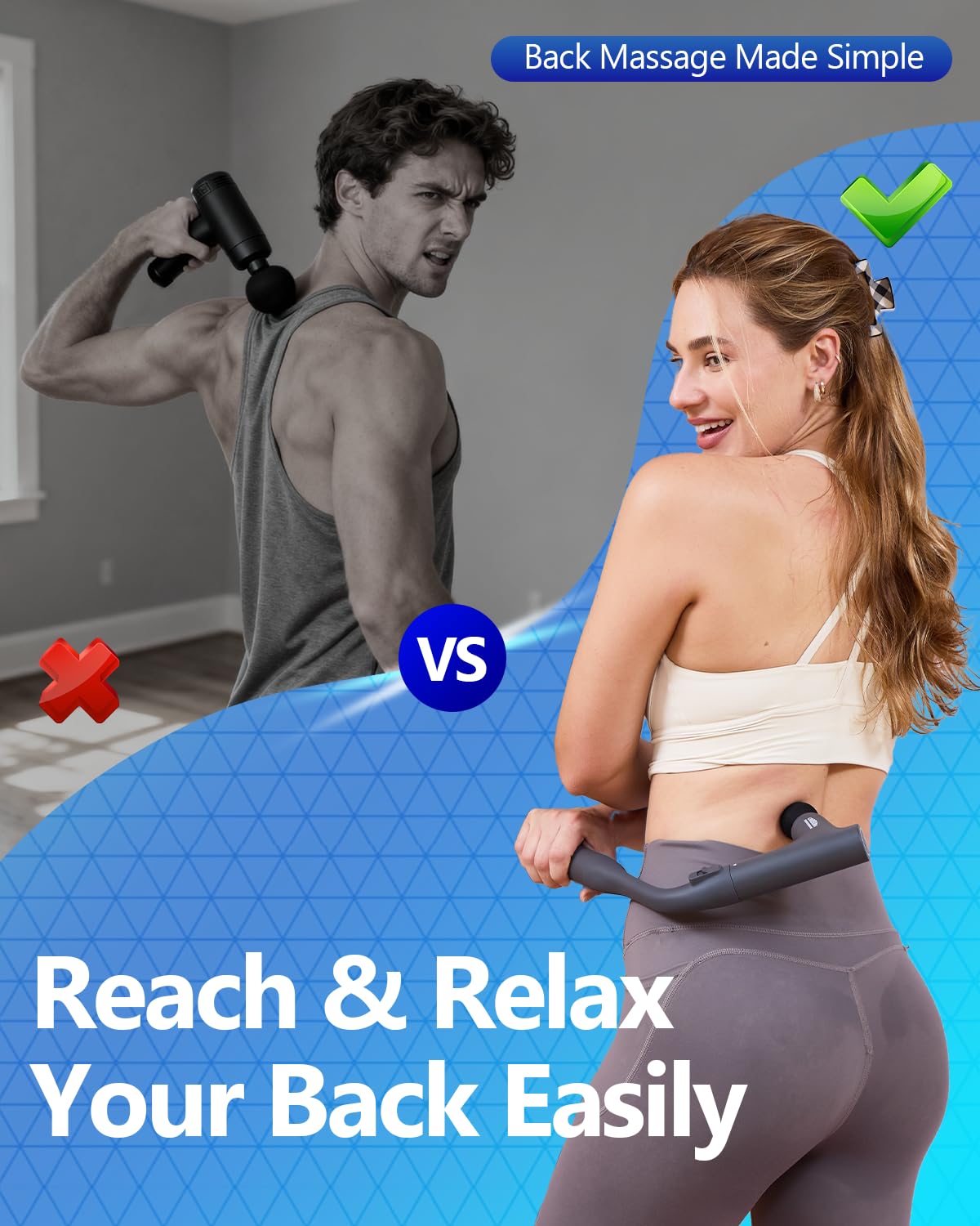 CAREKING ergonomic extension handle shown for shoulder massage ease.