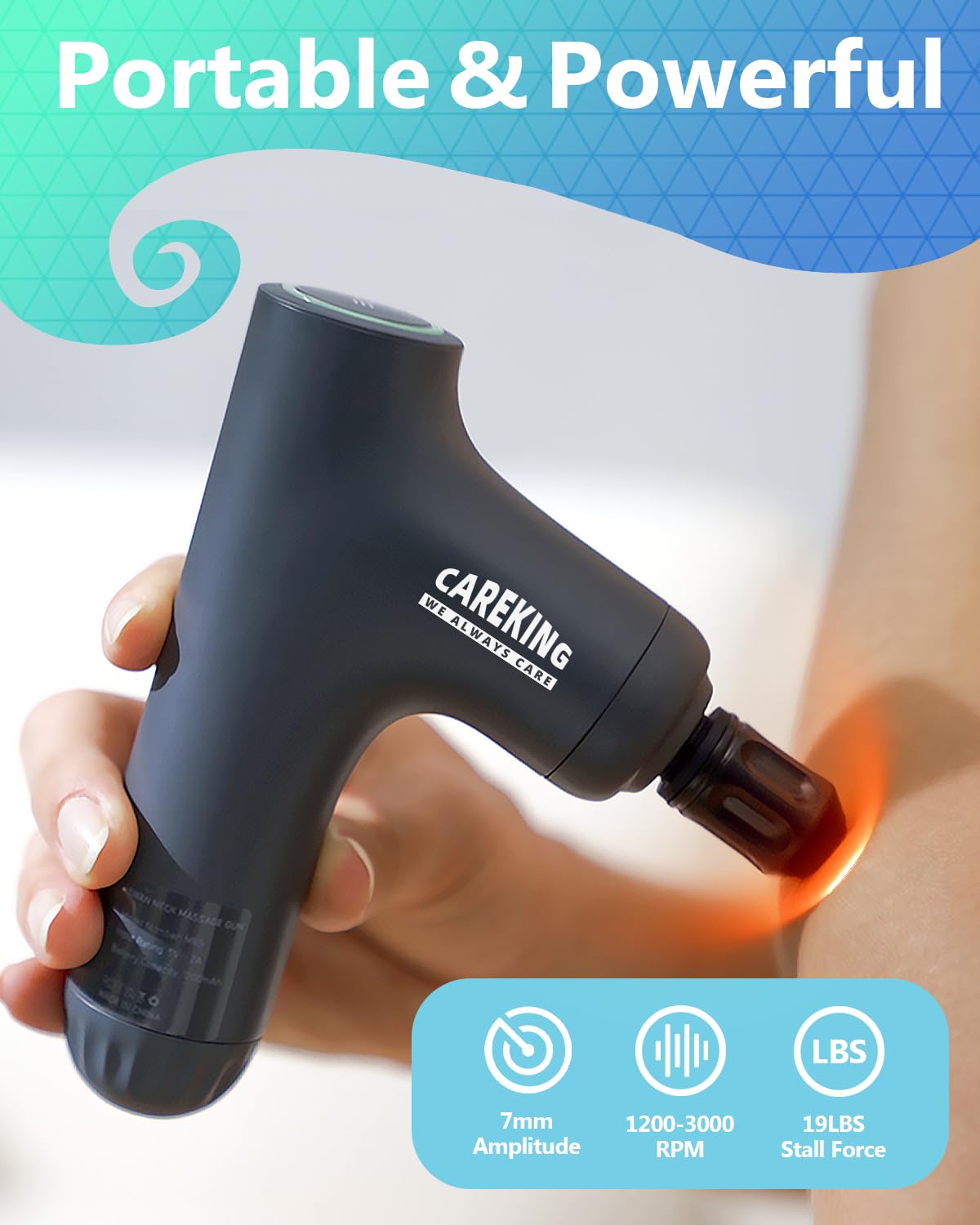 CAREKING interchangeable heads with four attachments for targeted massage.