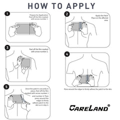 CARELAND back-pain-area patch applies to the back for easy, discreet use