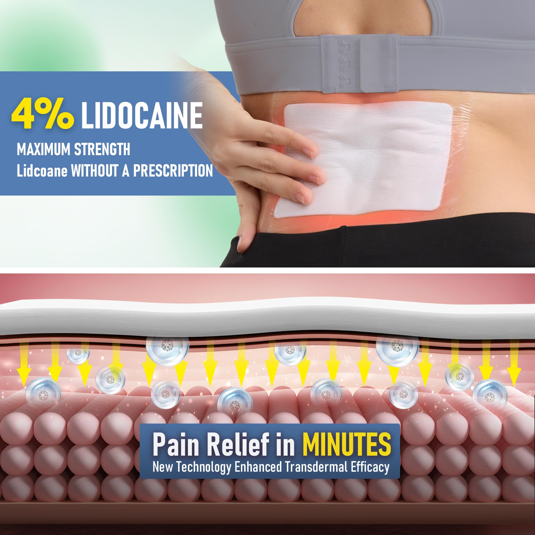CARELAND lidocaine patch waterproof 6 hours stays effective during shower or swim