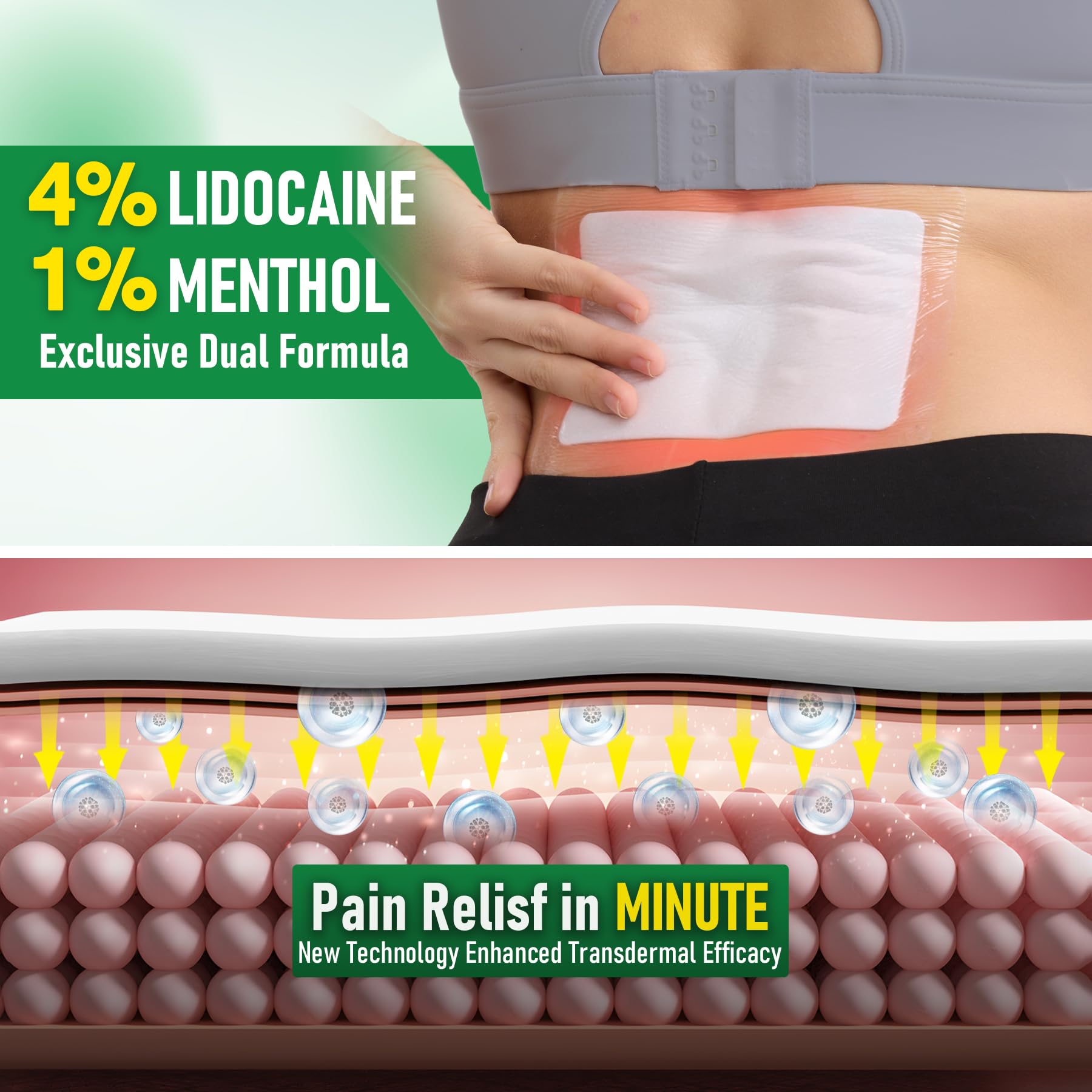 CARELAND menthol patch on neck provides cooling relief and fast action.