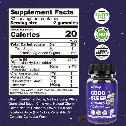 careleaf Sleep Gummies soft chewy closeup shows texture and flavor