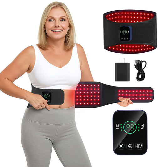 CAREMORR cordless red light belt front view for portable therapy
