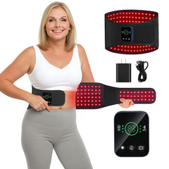 CAREMORR cordless red light belt front view for portable therapy