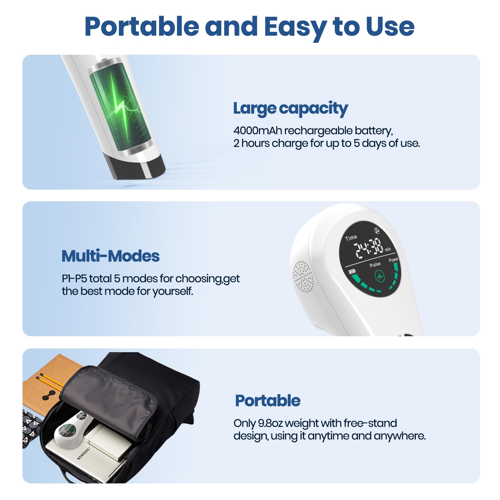 CAREMORR travel-friendly red-light device ready for home or on the go.