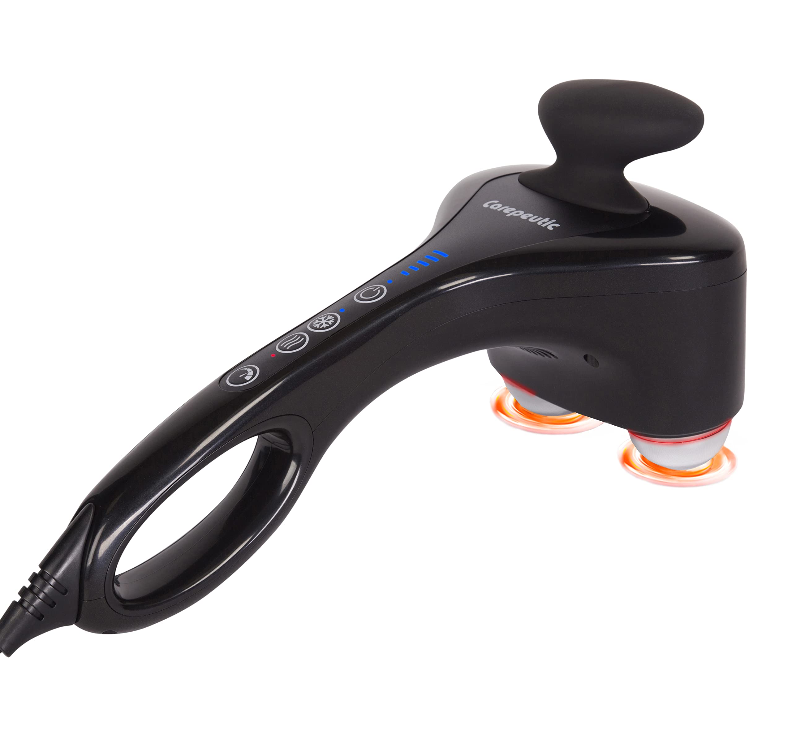 Carepeutic Bionic-Point massager front view showing dual therapy and compact professional design