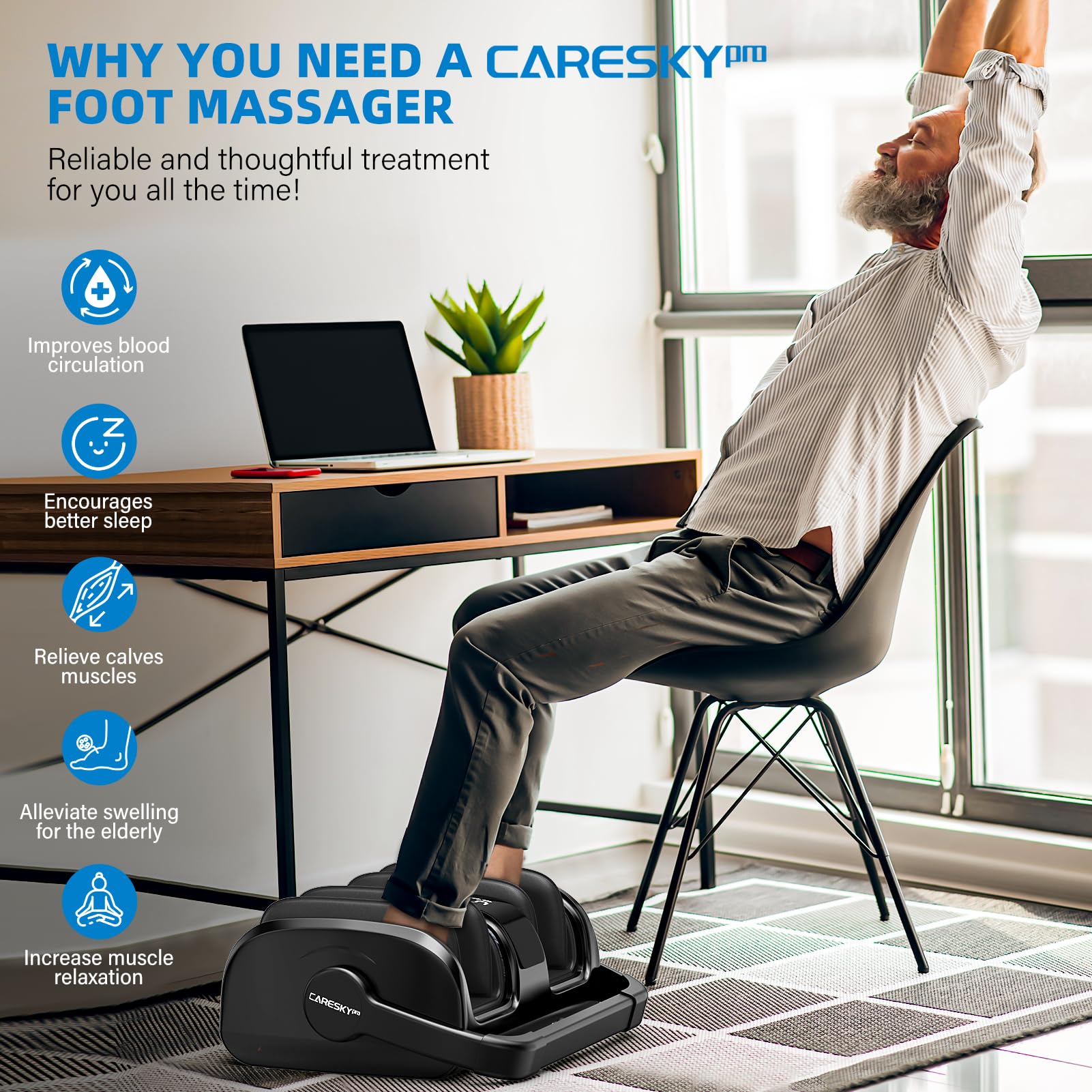 CARESKYpro Foot Massager chair-side use fits in living room