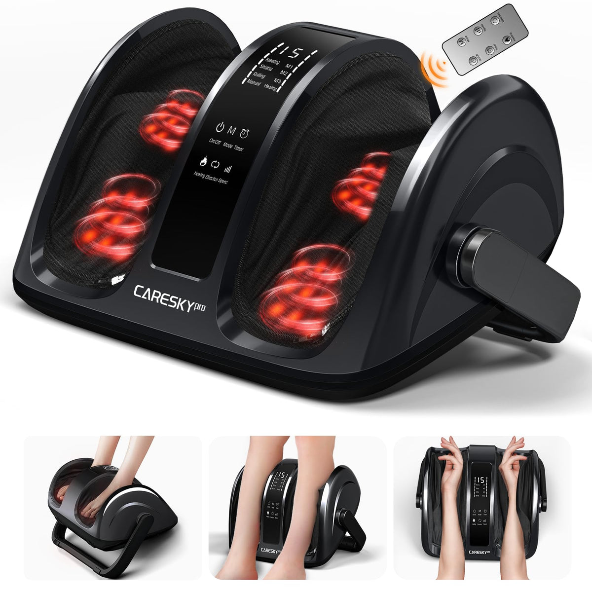 CARESKYpro Foot Massager with heat levels comforts tired feet after a long day.