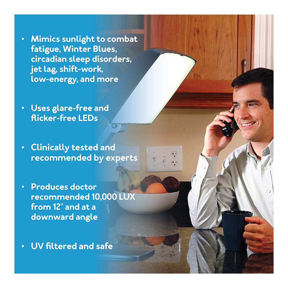 Carex Day-Light Sky UV-filter lens protects eyes during use.