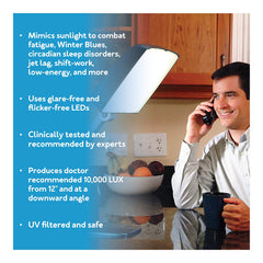 Carex Day-Light Sky UV-filter lens protects eyes during use.