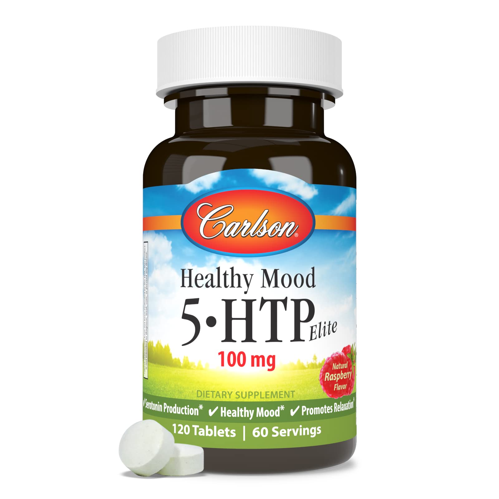 Ingredient label highlight 100 mg 5-HTP per serving for transparency.
