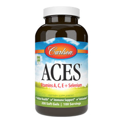 Carlson ACES bottle front view promotes daily immune support and antioxidant-friendly supplementation