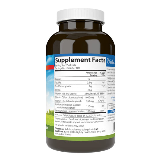 Carlson ACES softgels closeup highlighting smooth texture for convenient daily dosing