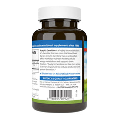 Carlson Acetyl L-Carnitine packaging front; trusted cognitive health support on the go.