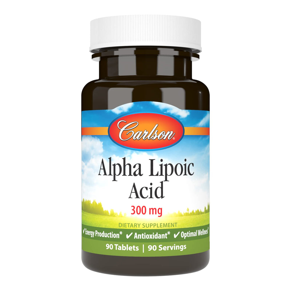 Carlson Alpha Lipoic Acid 300mg bottle for daily antioxidant support.