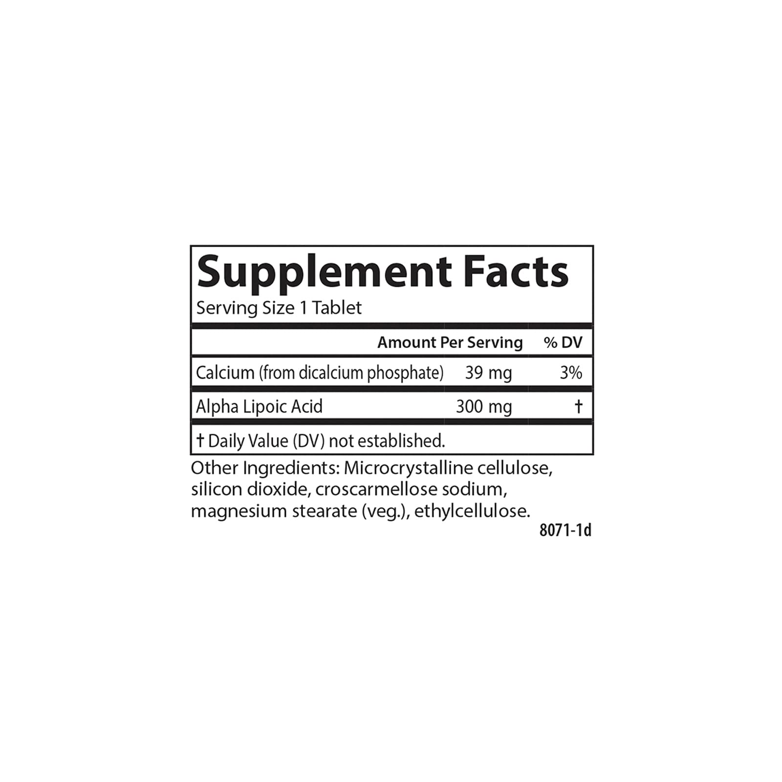 Carlson Alpha Lipoic Acid cap closeup with secure seal.