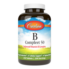 Carlson B Compleet 50 bottle front showing packaging and energy support claim