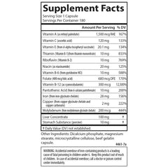 Carlson Blood Nutrients ingredients blend featuring vitamins, minerals, and hemoglobin