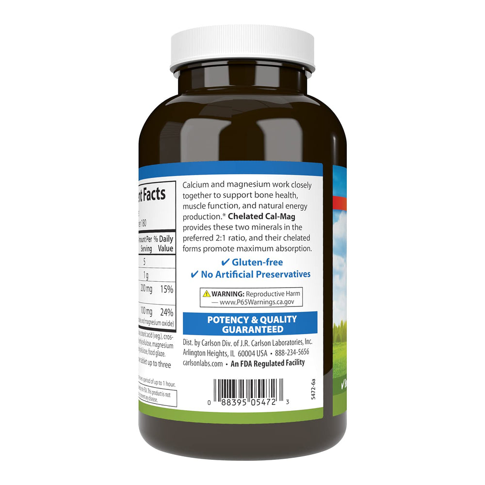 Carlson Cal-Mag bottle cap indicating easy dosing.