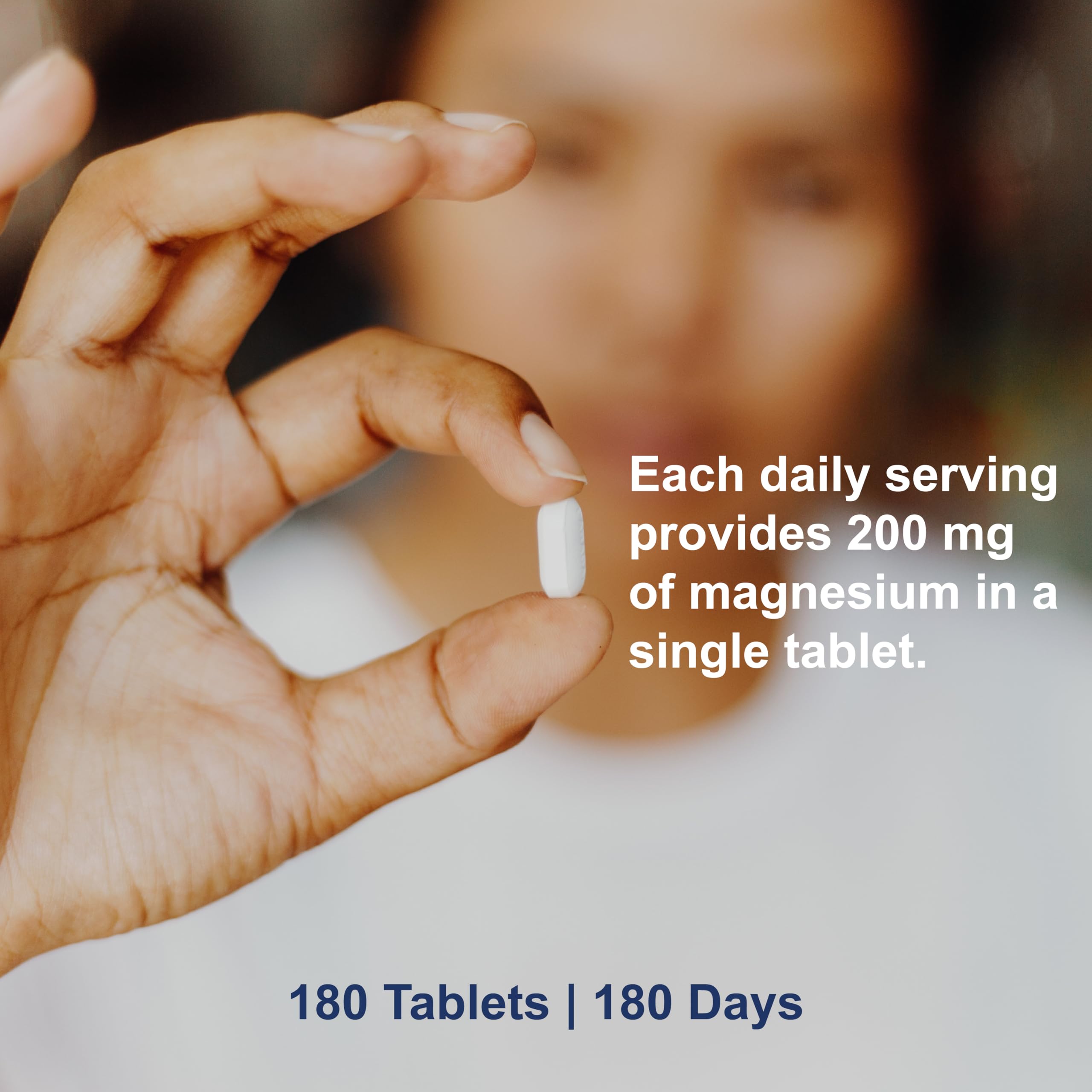 Carlson Chelated Magnesium 200 mg tablets in blister pack for portable daily use.