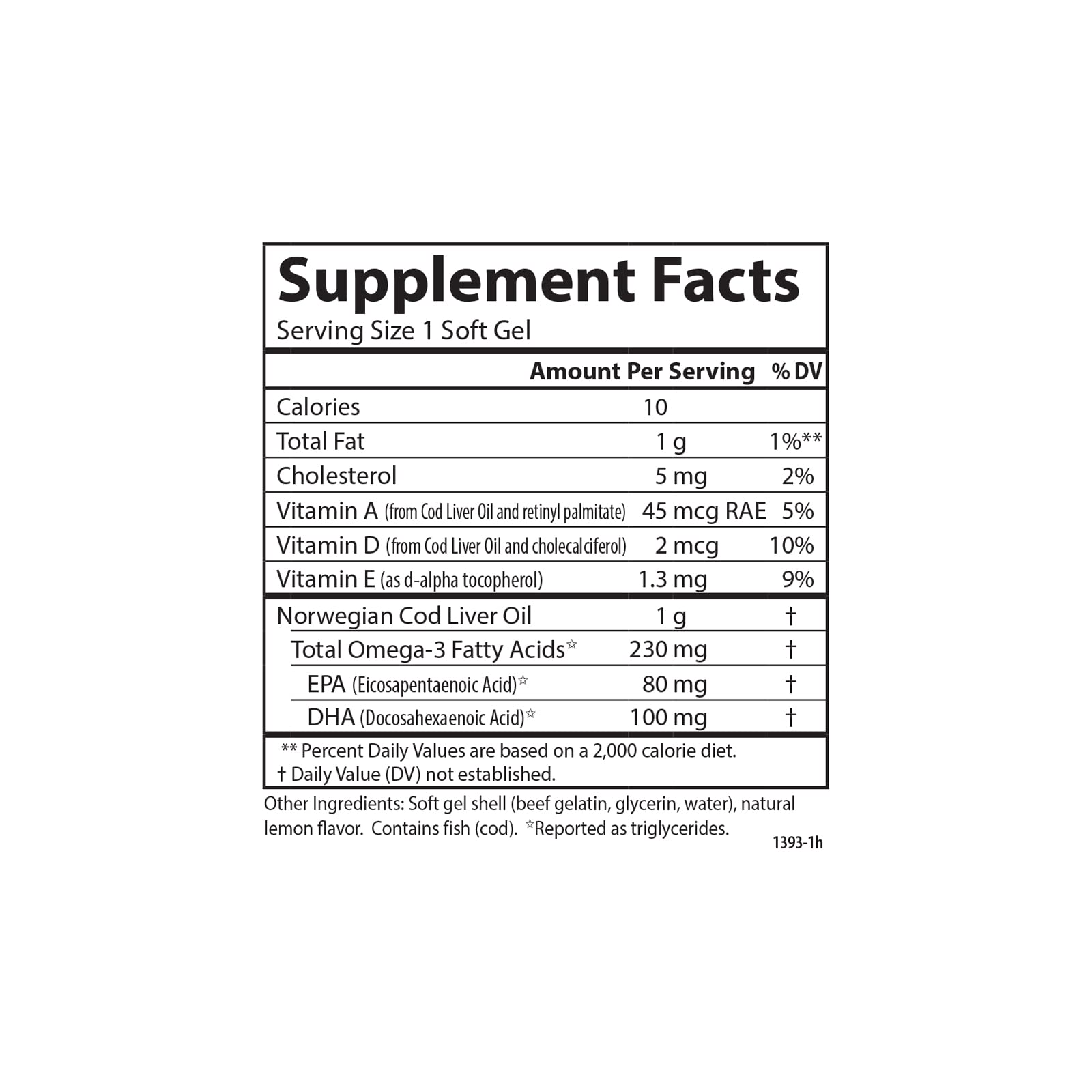 Carlson cod liver oil gems label focuses on Arctic origin and trusted certifications.