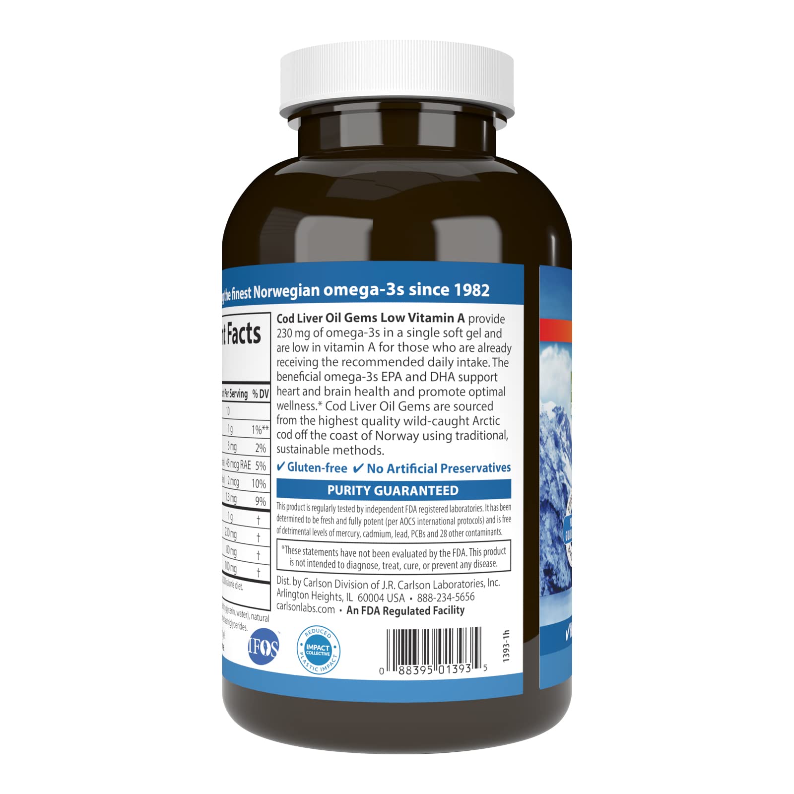 Carlson cod liver oil gems pour image suggests simple dosing and quick daily use.