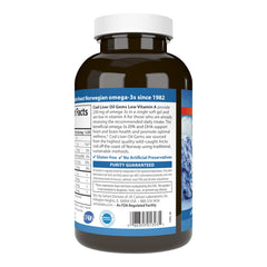 Carlson cod liver oil gems pour image suggests simple dosing and quick daily use.