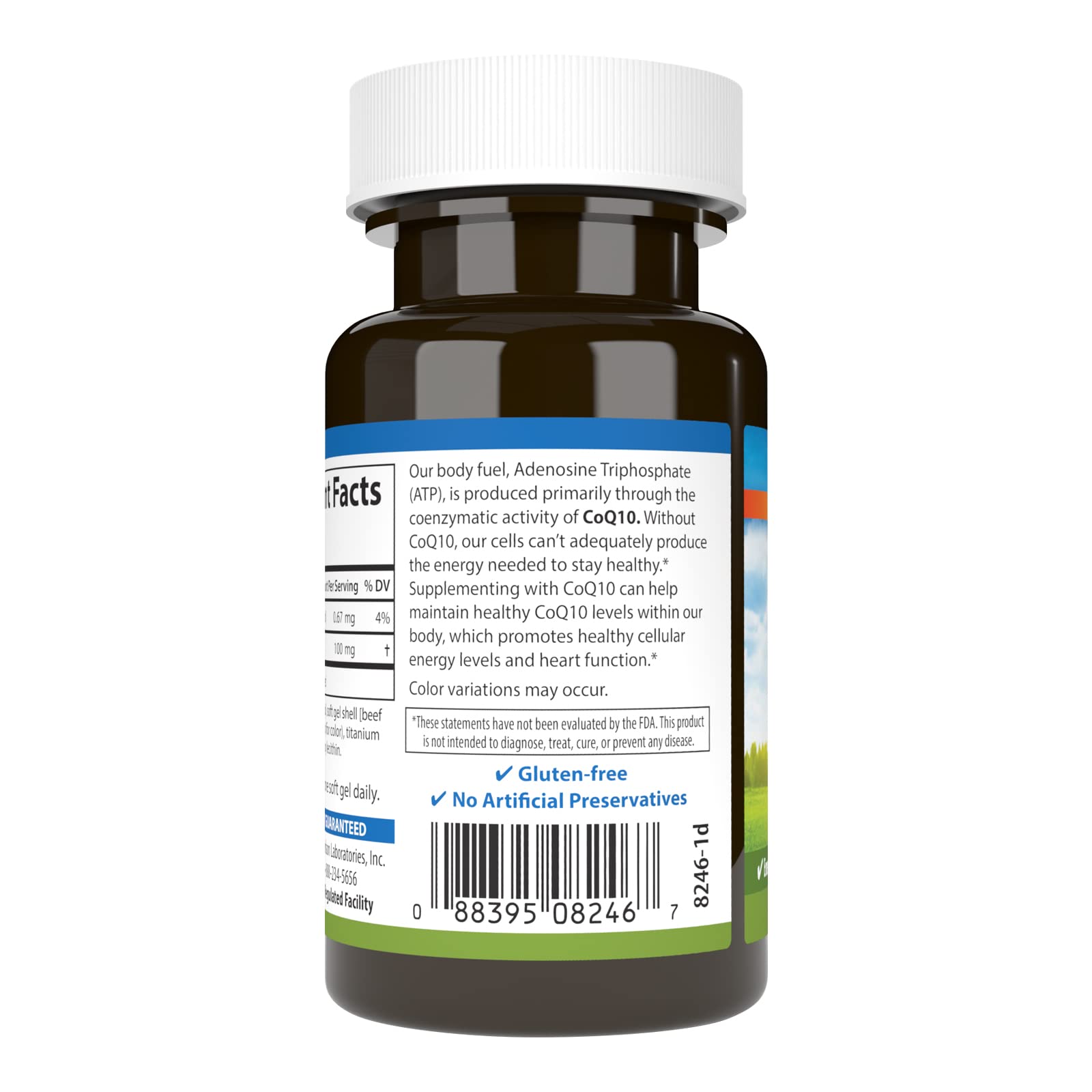 Carlson CoQ10 label detail showcasing all-trans CoQ10 potency.