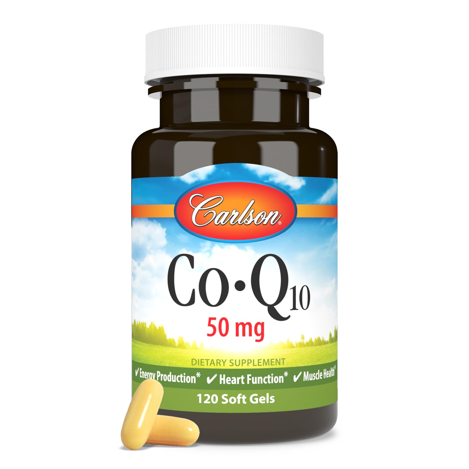 Carlson Co-Q10 softgels in hand ready for daily use