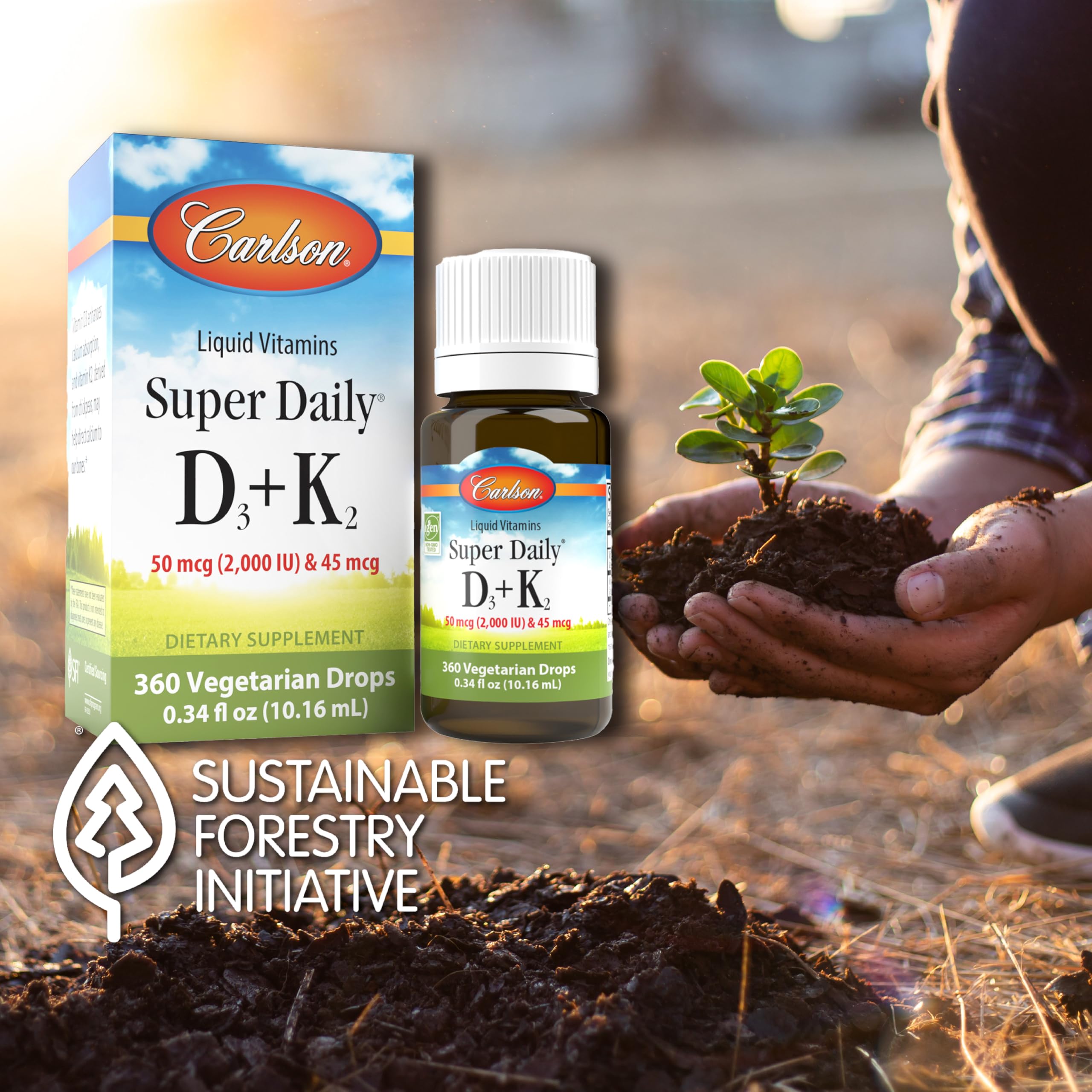 Carlson Super Daily D3 + K2 label shows D3 and MK-7 amounts