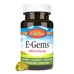 Carlson E-Gems serving pack emphasizing convenient daily capsules