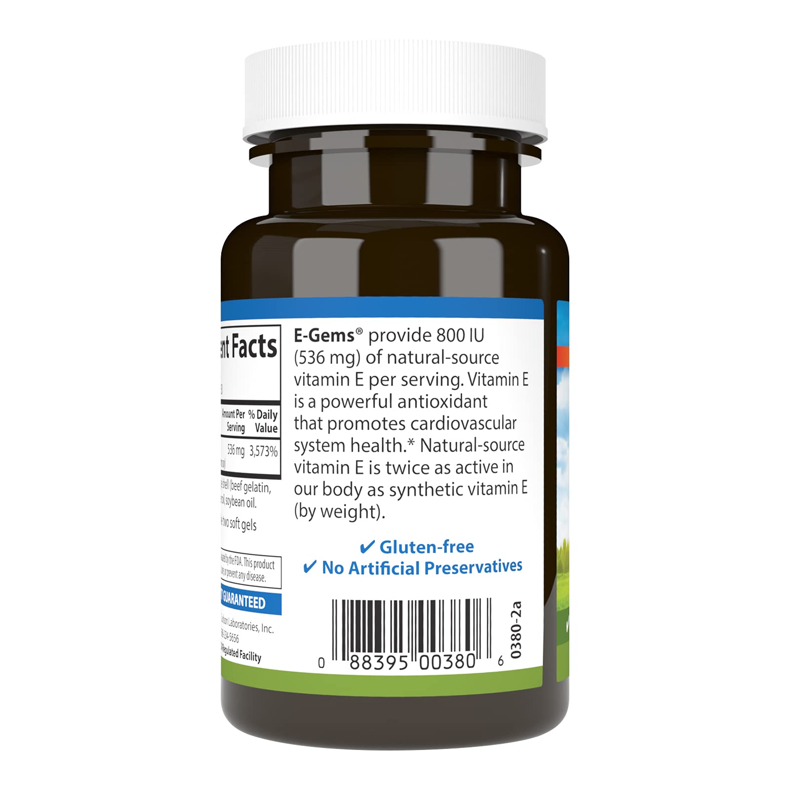 Carlson E-Gems softgels closeup illustrating smooth easy-to-swallow capsules