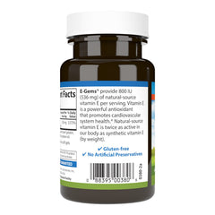 Carlson E-Gems softgels closeup illustrating smooth easy-to-swallow capsules