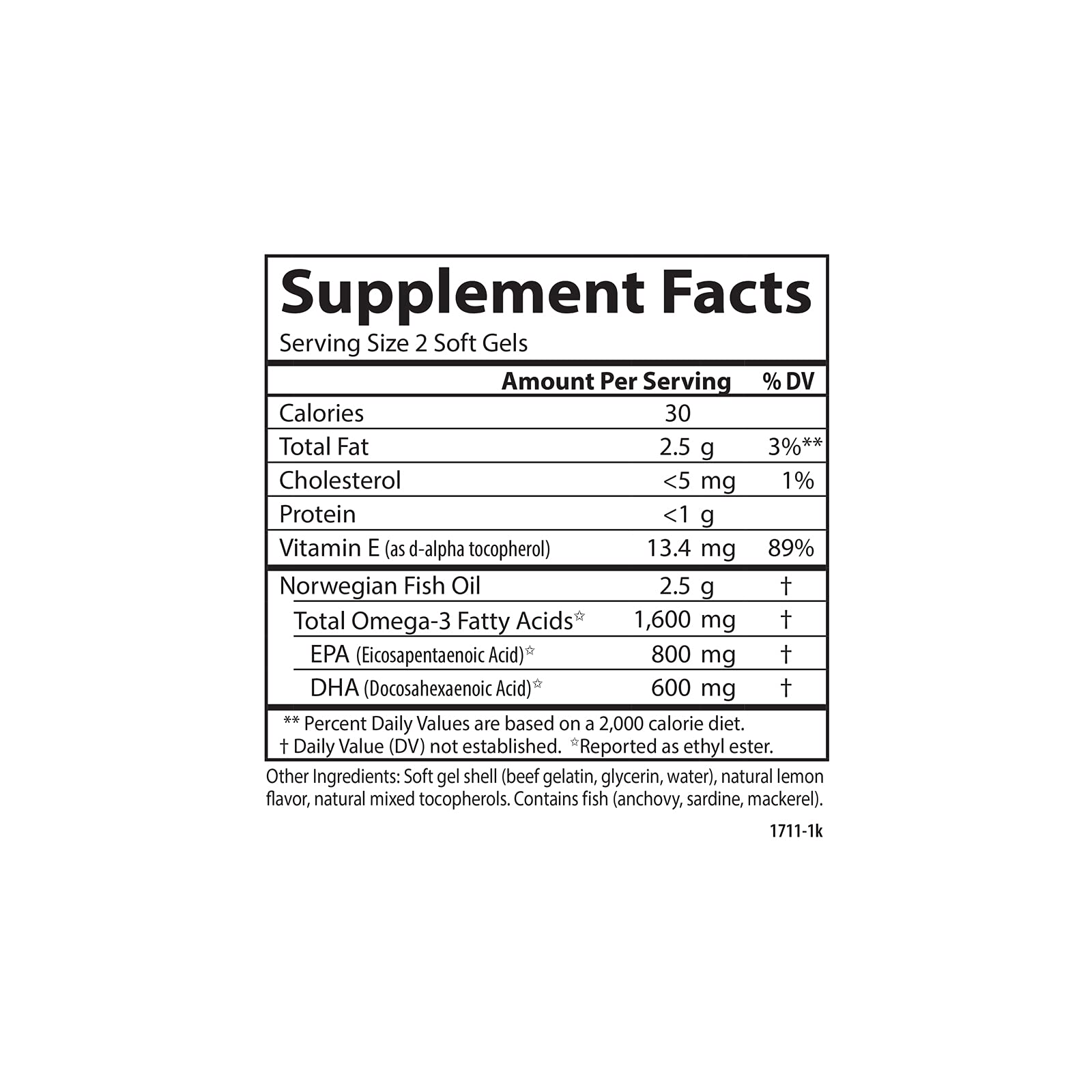 Carlson Elite Omega-3 Gems bottle label highlights wild-caught Norwegian source.